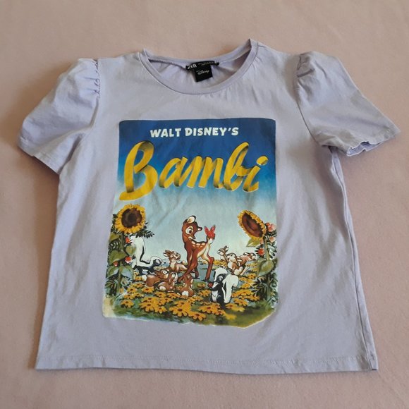 Zara x Disney Collab Girls T-Shirt with Bambi Graphic, Sz. S - Picture 1 of 7